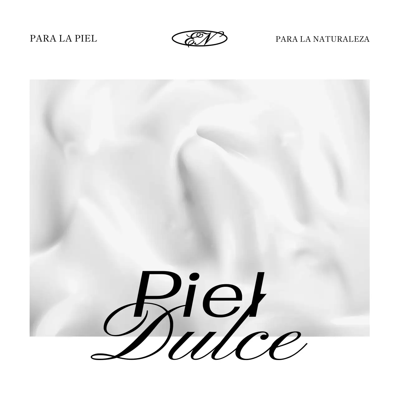 Lujoso concepto de tarjeta de agradecimiento para una marca de cosméticos con cosméticos blancos y negros y una foto del océano.