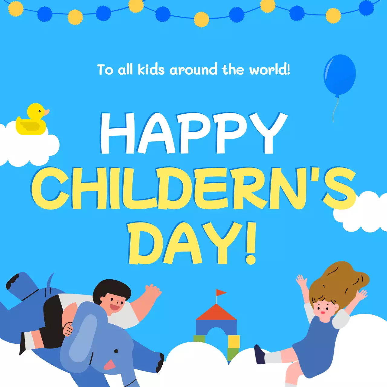 Blue Playful Children's Event Announcement Social Media Post