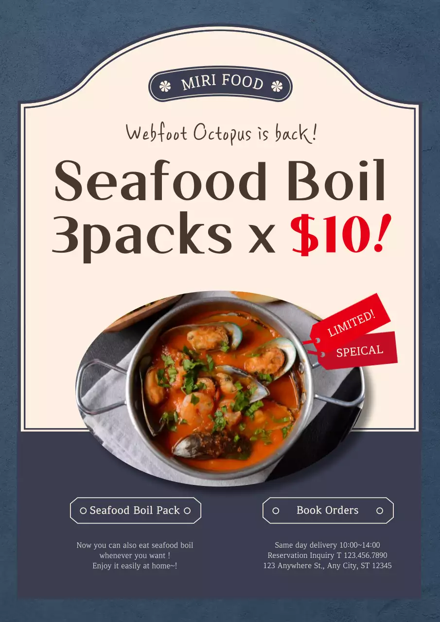 Navy Vintage Seafood Promotion Poster