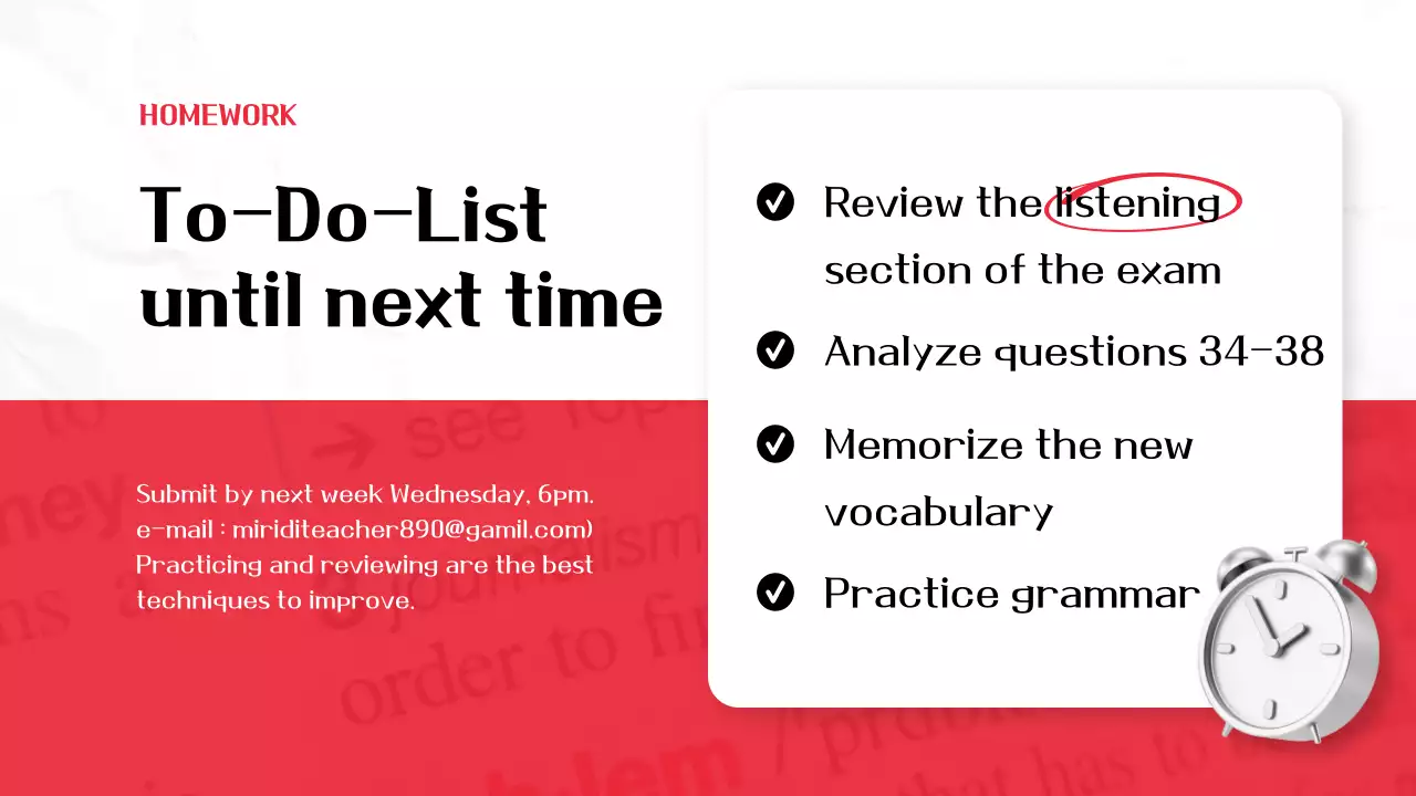 빨간색 포인트의 시험지 심플 모던한 문제풀이