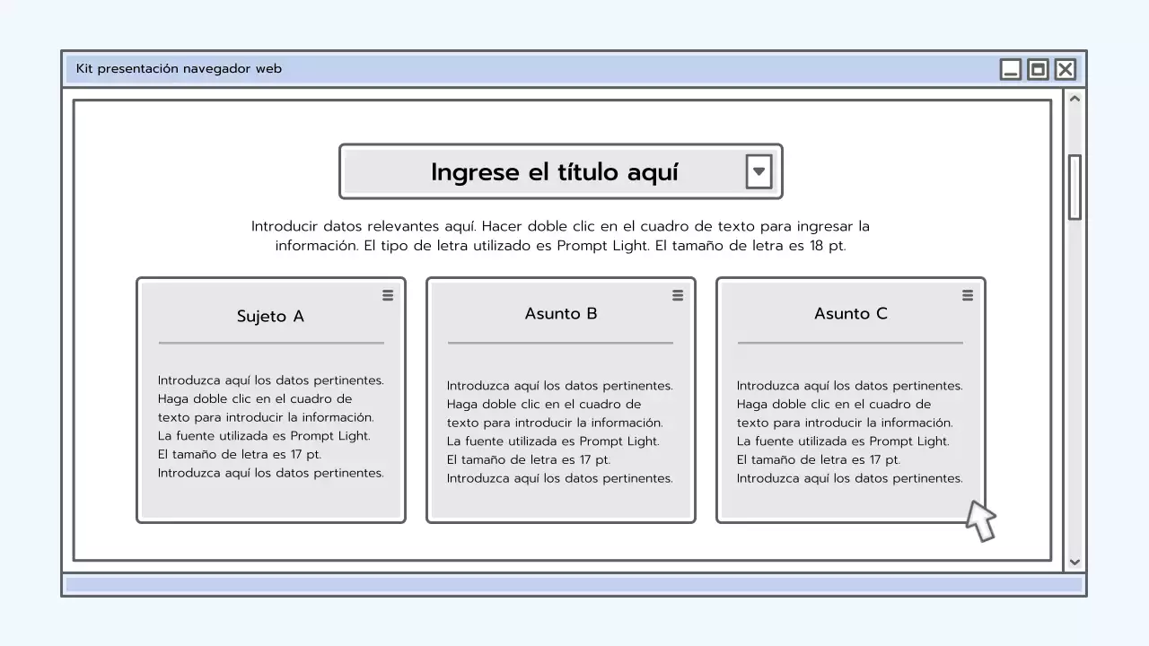 Kit de presentación con un concepto de navegador azul claro
