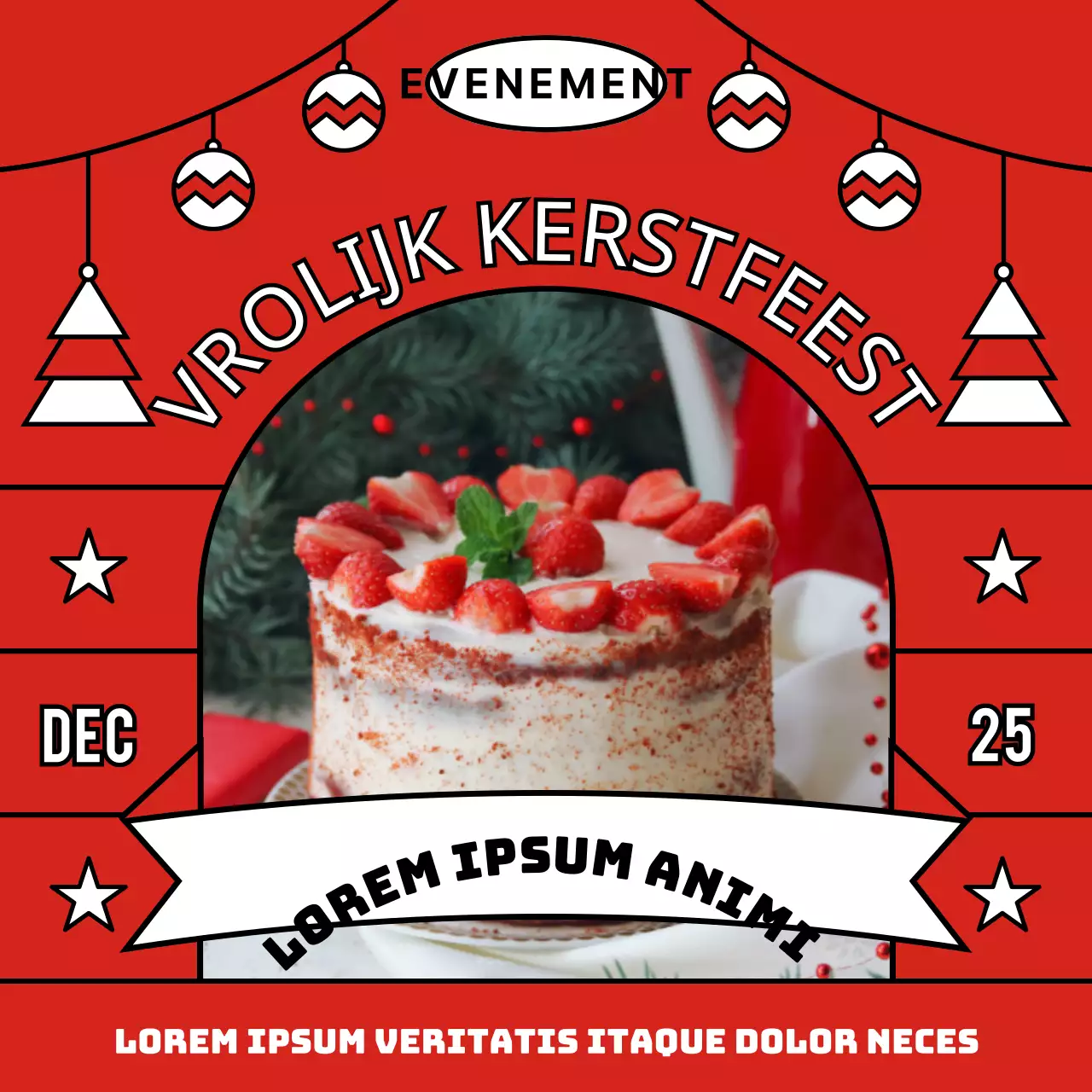 Nette taart met rode lijn illustratie voorboek korting evenement