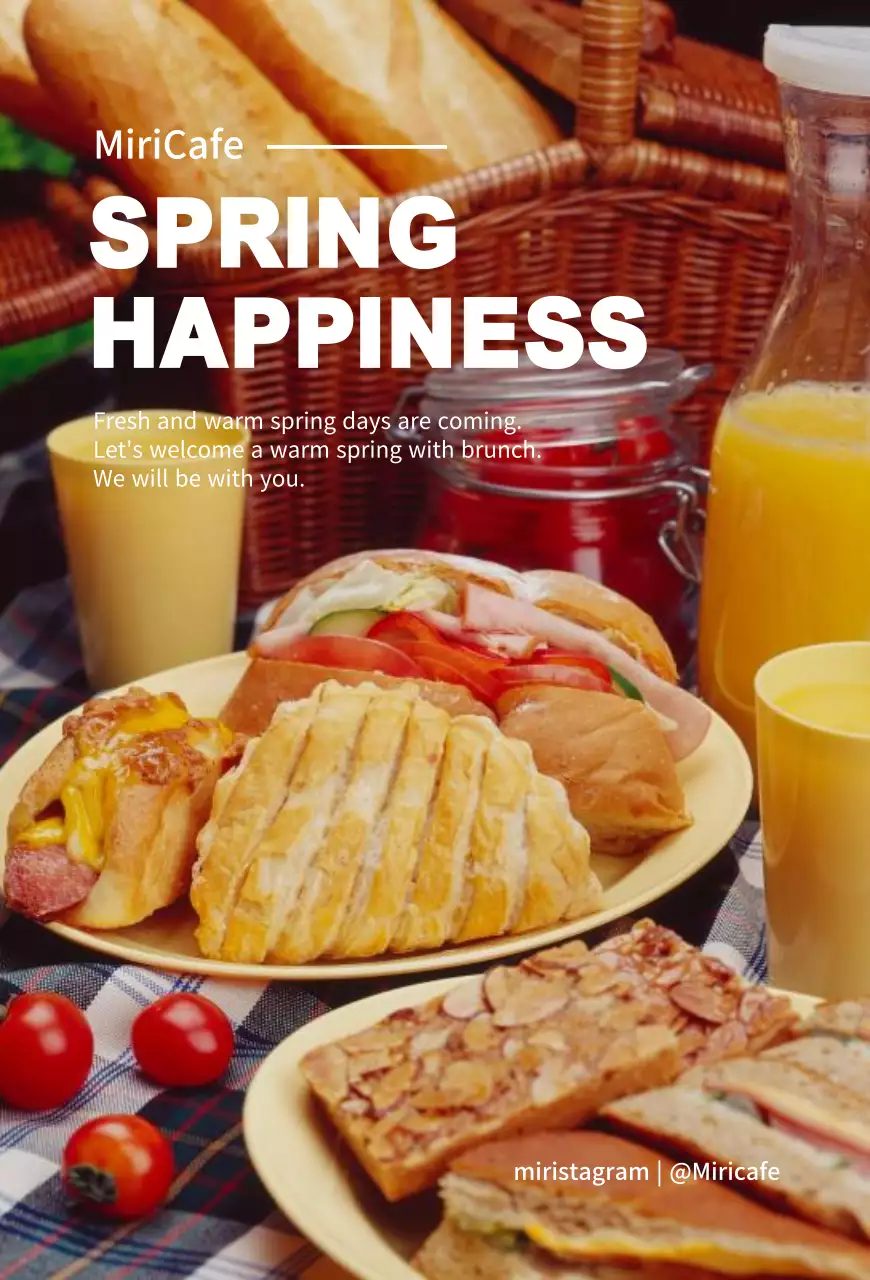 Mercadoria fotográfica do menu de brunch inspirado na primavera