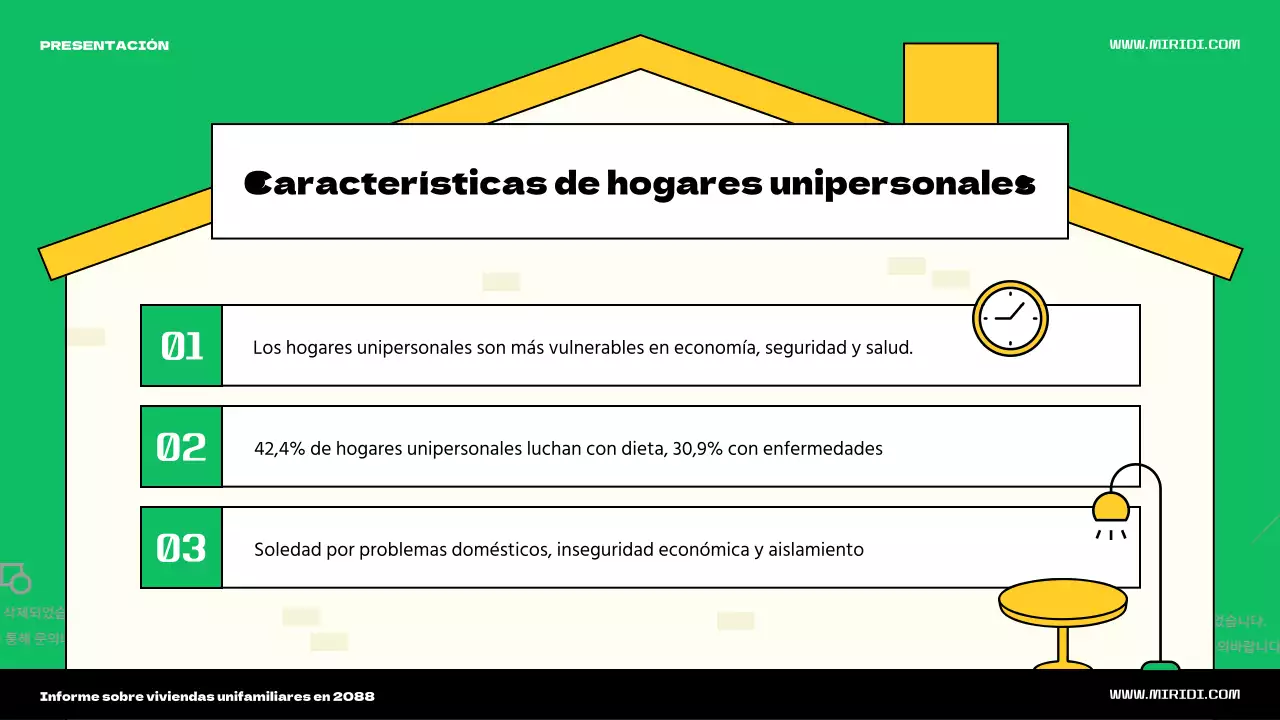 Presentamos el bonito tema de ilustración de casa verde y amarilla para una persona