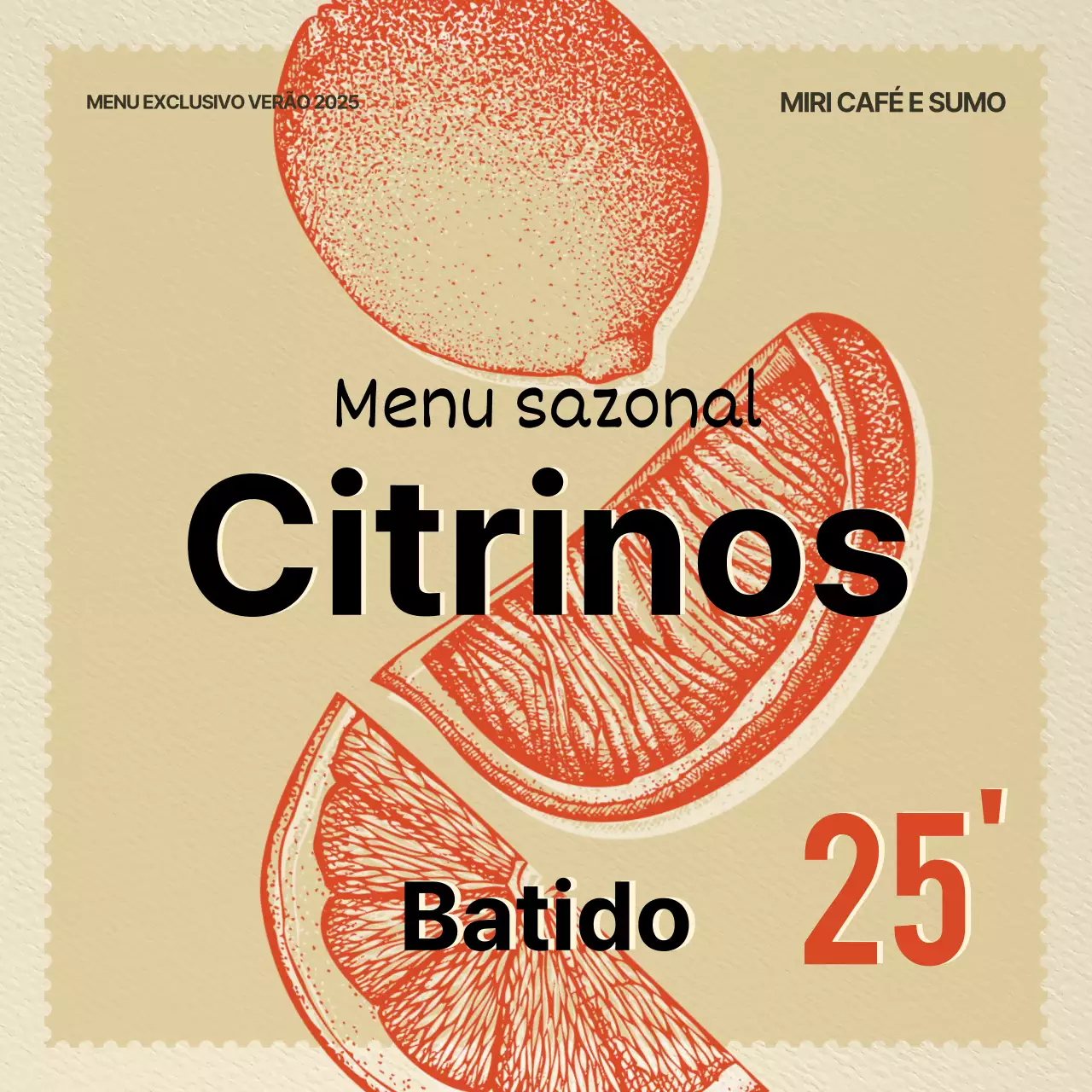Apresentação de bebidas de fruta sazonais em bege e vermelho