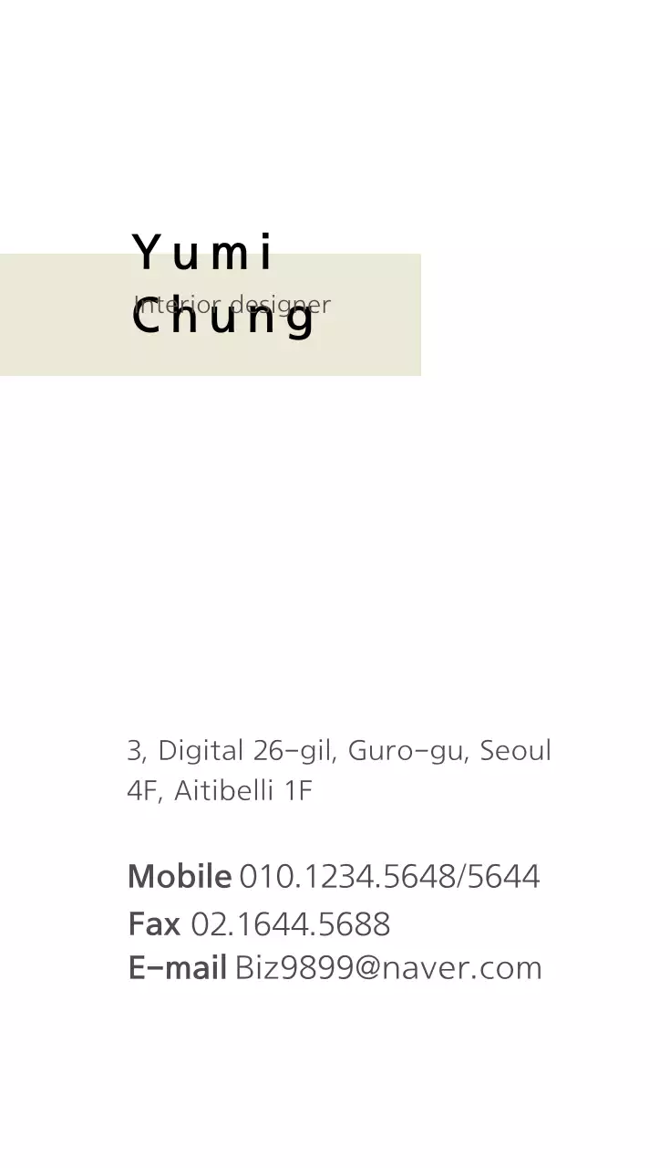 Danh thiếp thiết kế nội thất tối giản màu trắng