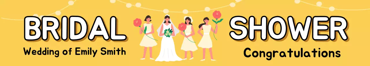 Banner de convite de noiva simples amarelo