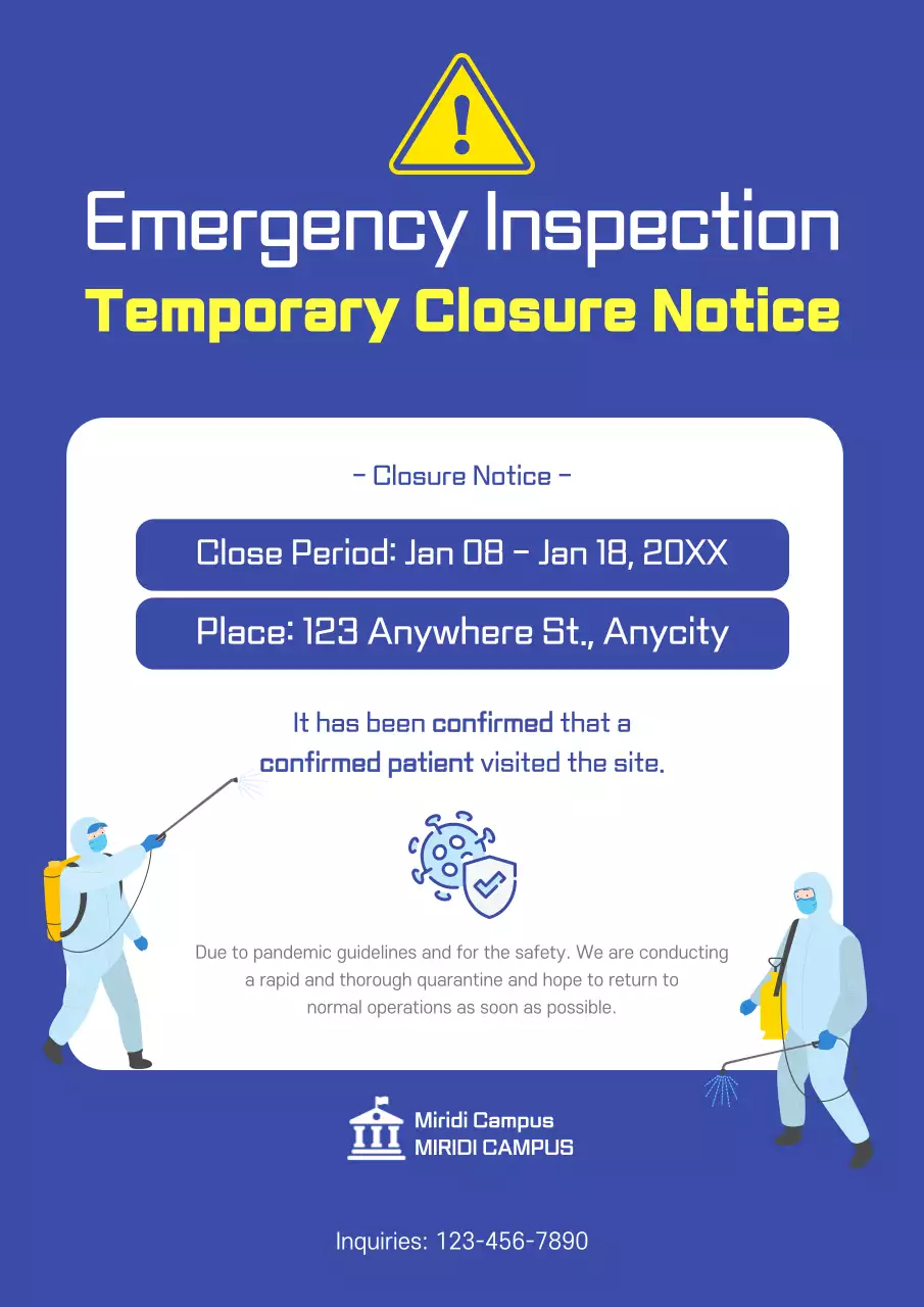 Blue Clean Inspection Notice Poster
