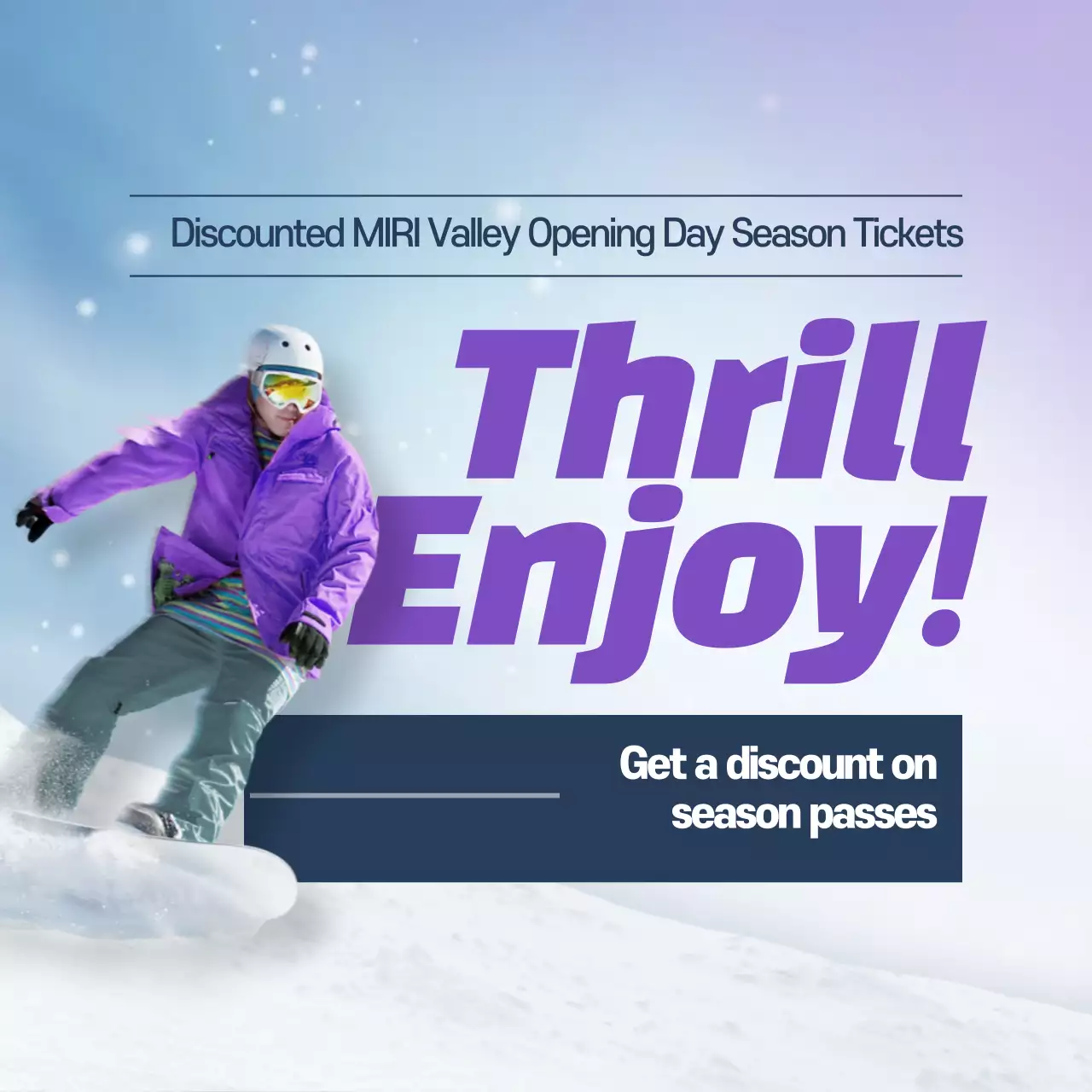 Purple Trendy Snowboarding Promotion Instagram Post