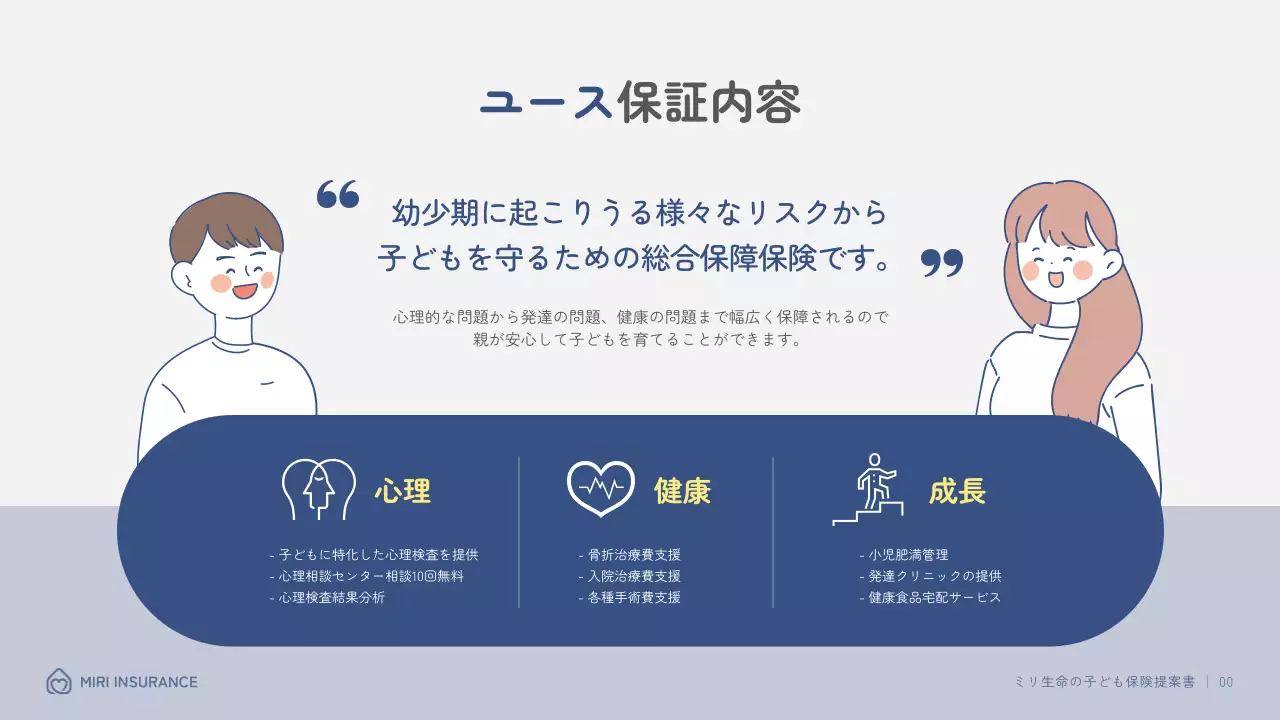 青 シンプル 保険 提案書 プレゼンテーション