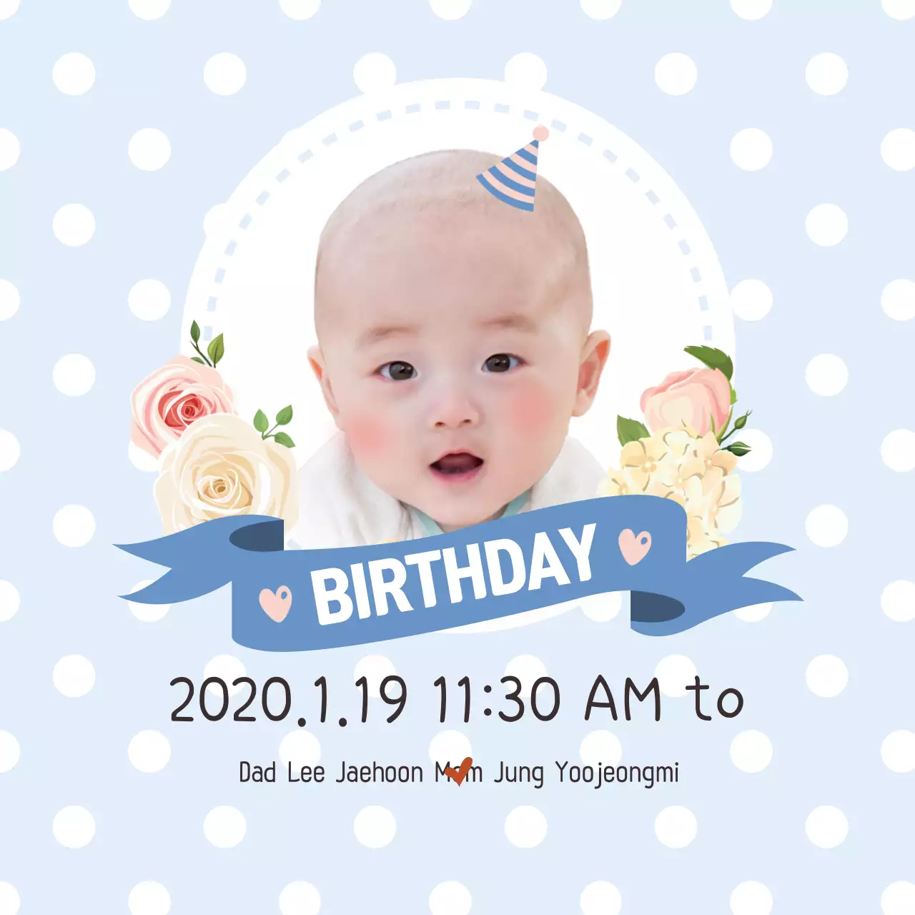 Biểu ngữ mời sinh nhật dễ thương màu xanh