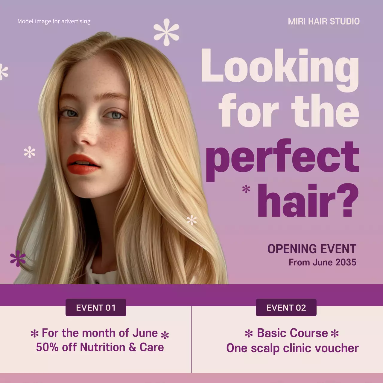 Purple Modern Hair Promotion Social Media Post