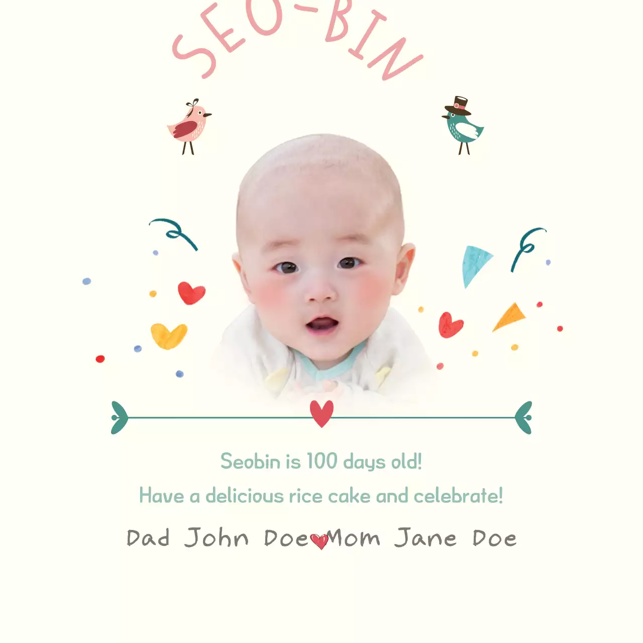 Biểu ngữ thông báo em bé dễ thương màu be