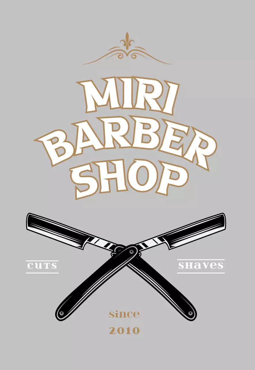 Gray vintage-style barbershop sign
