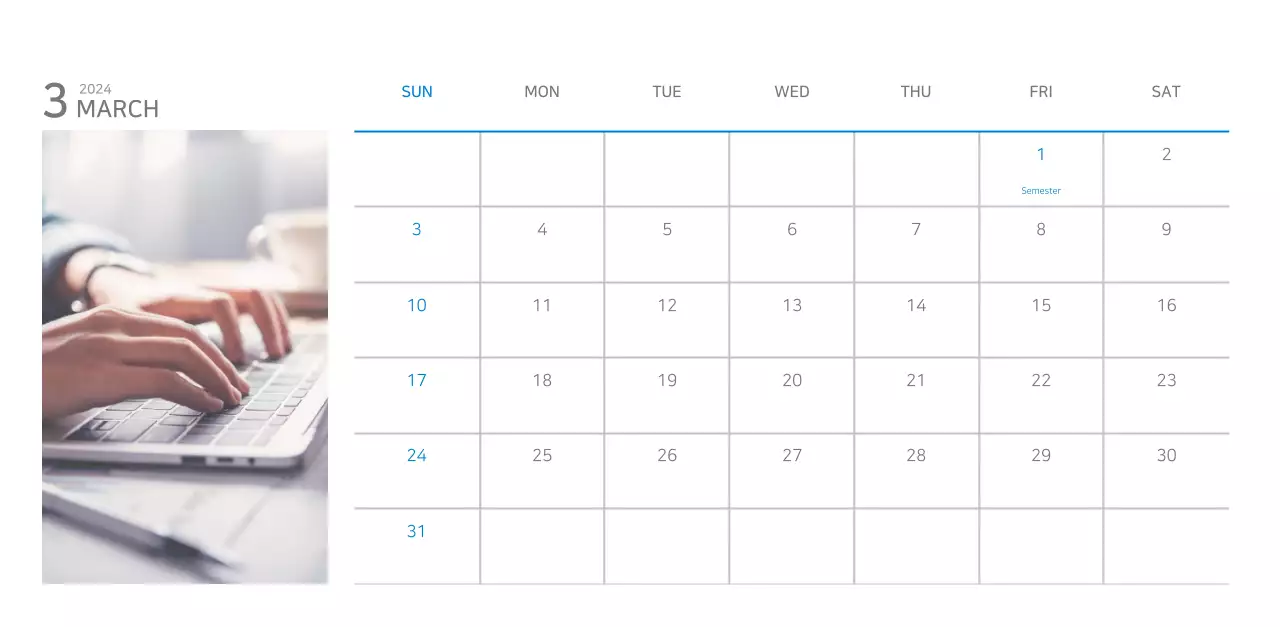 White and simple corporate desk calendar