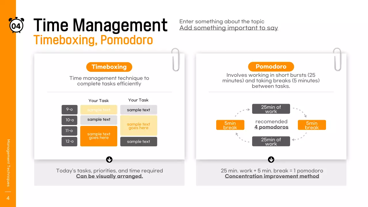 Orange Professional Time Management Workshop Presentation