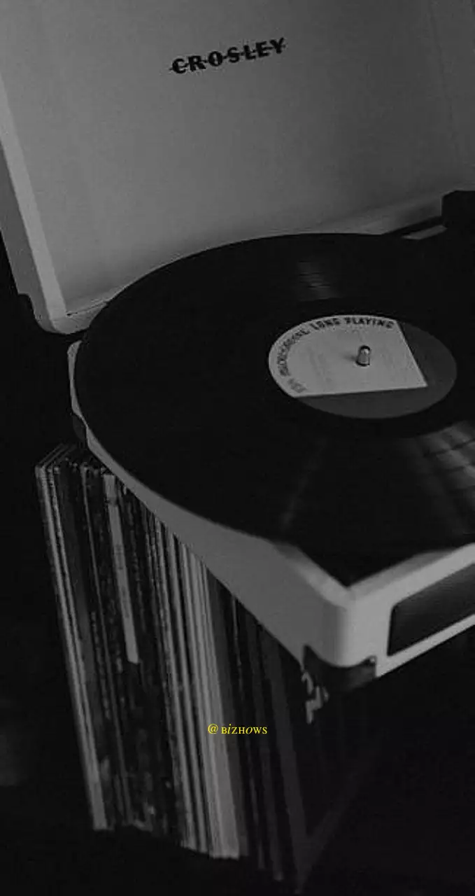 Sentimental record player black and white photo concept merchandise