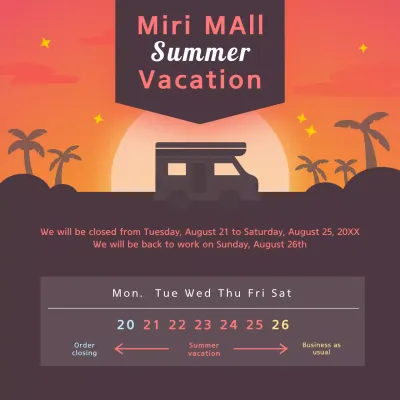 Orange Retro Vacation Announcement Instagram Post