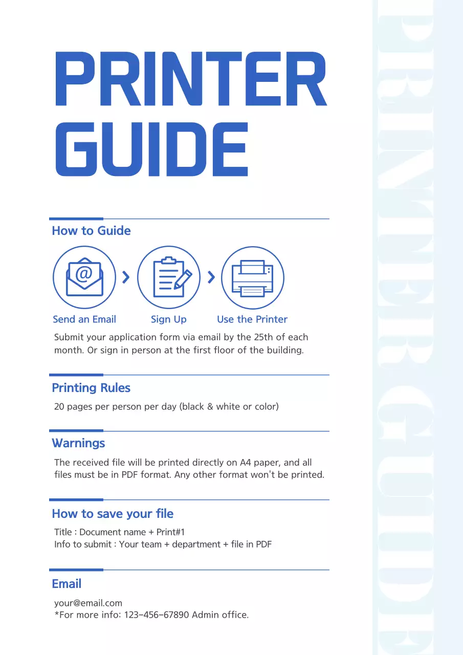 Blue Modern Printer Guide