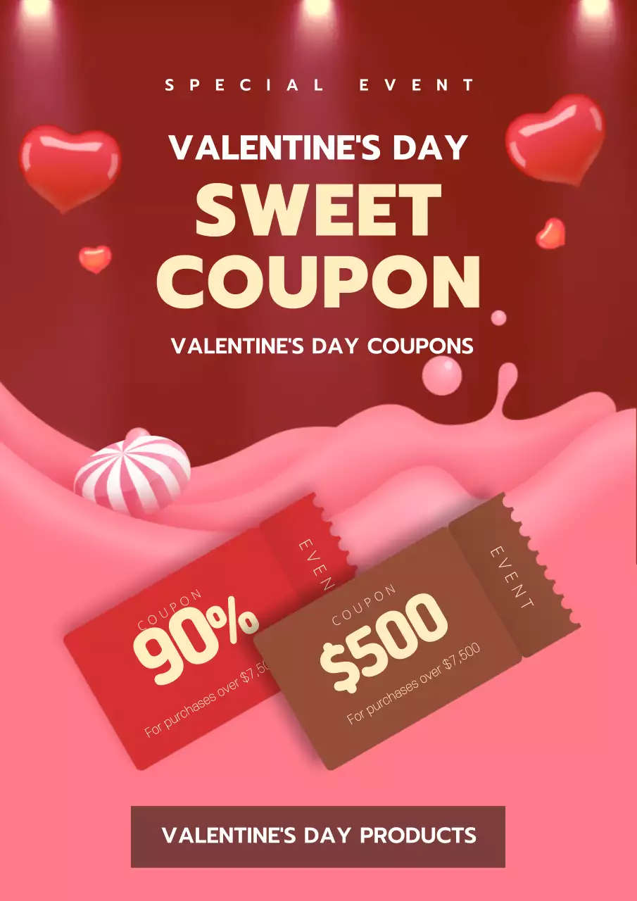 Red Trendy Coupon Promotion Poster