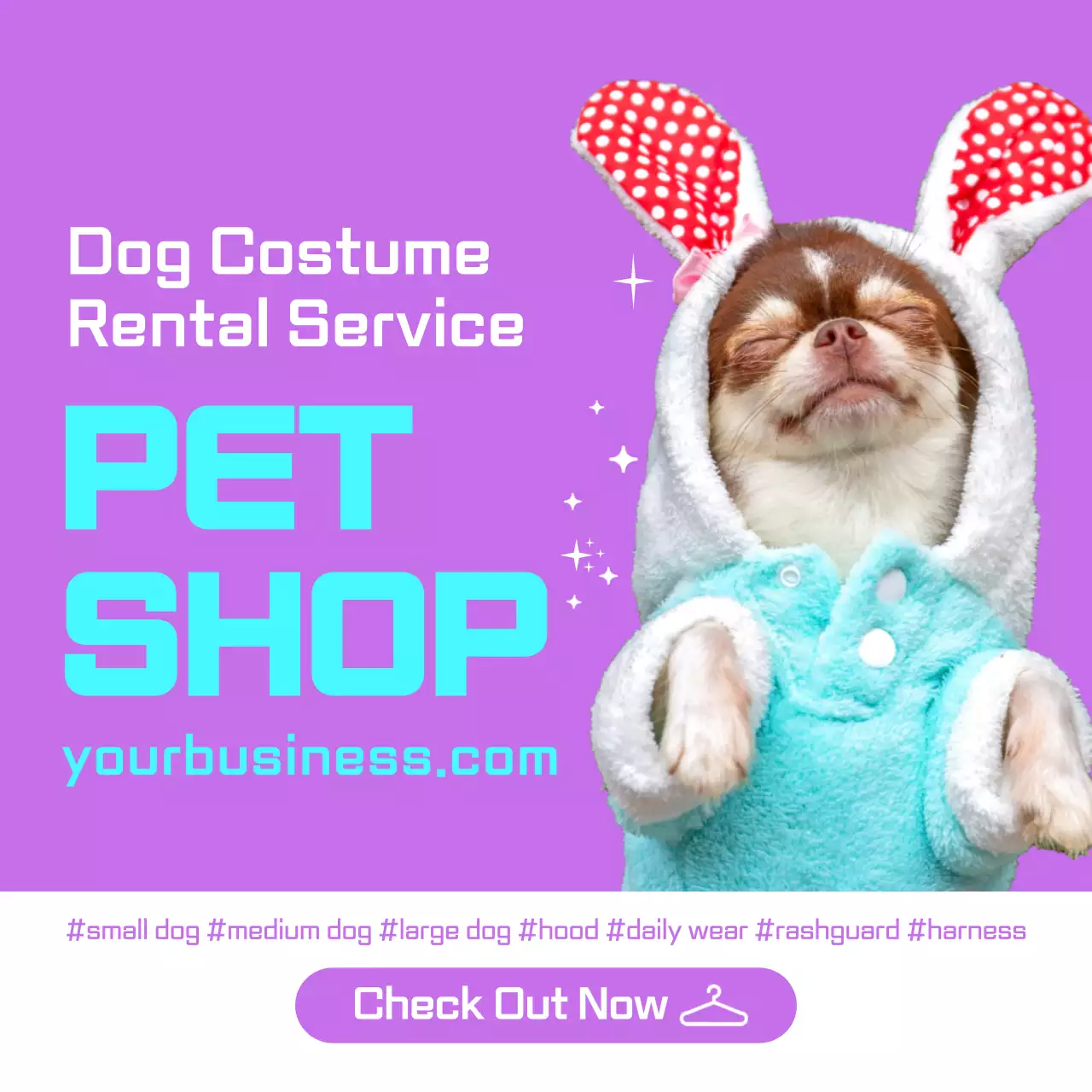 Purple Trendy Pet Promotion Social Media Post