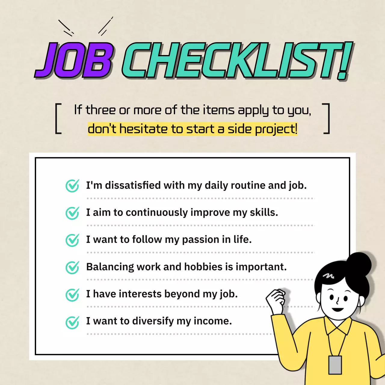 An introduction to side projects and njobs with cute illustration concepts