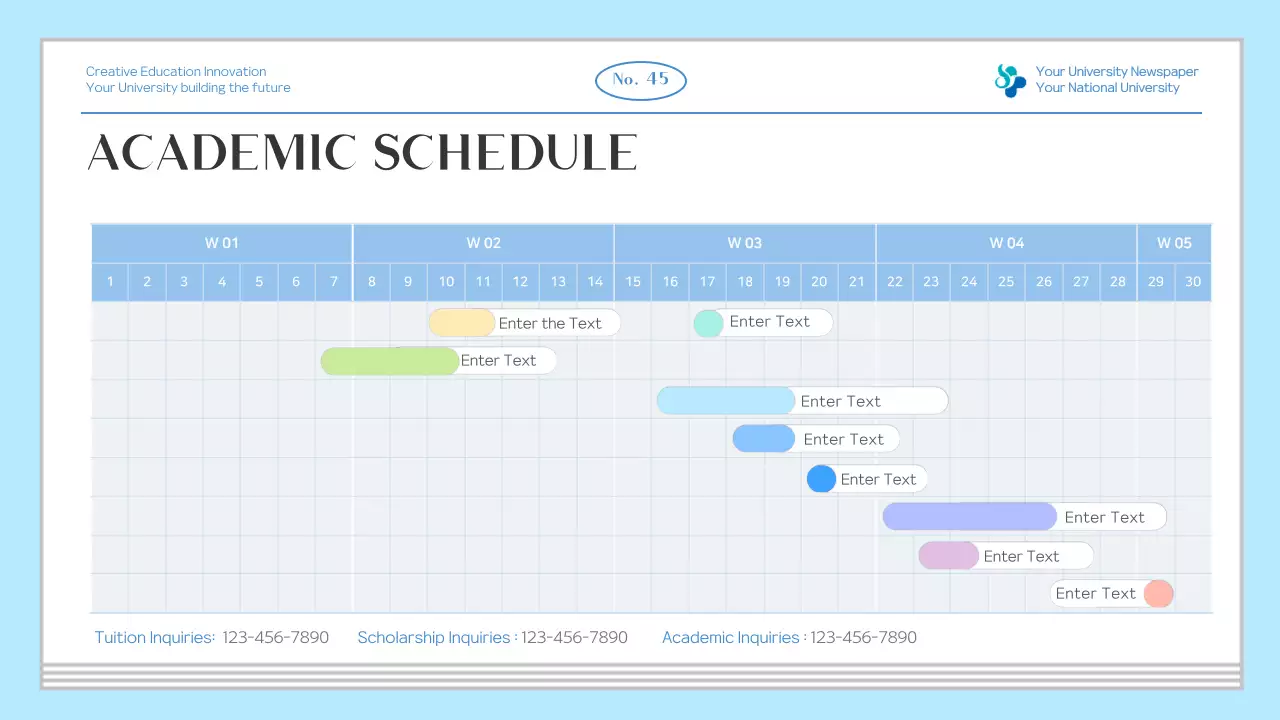 Blue Professional University Newsletter Presentation