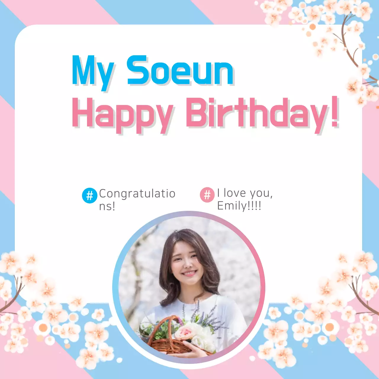 Pink Floral Birthday Card Banner