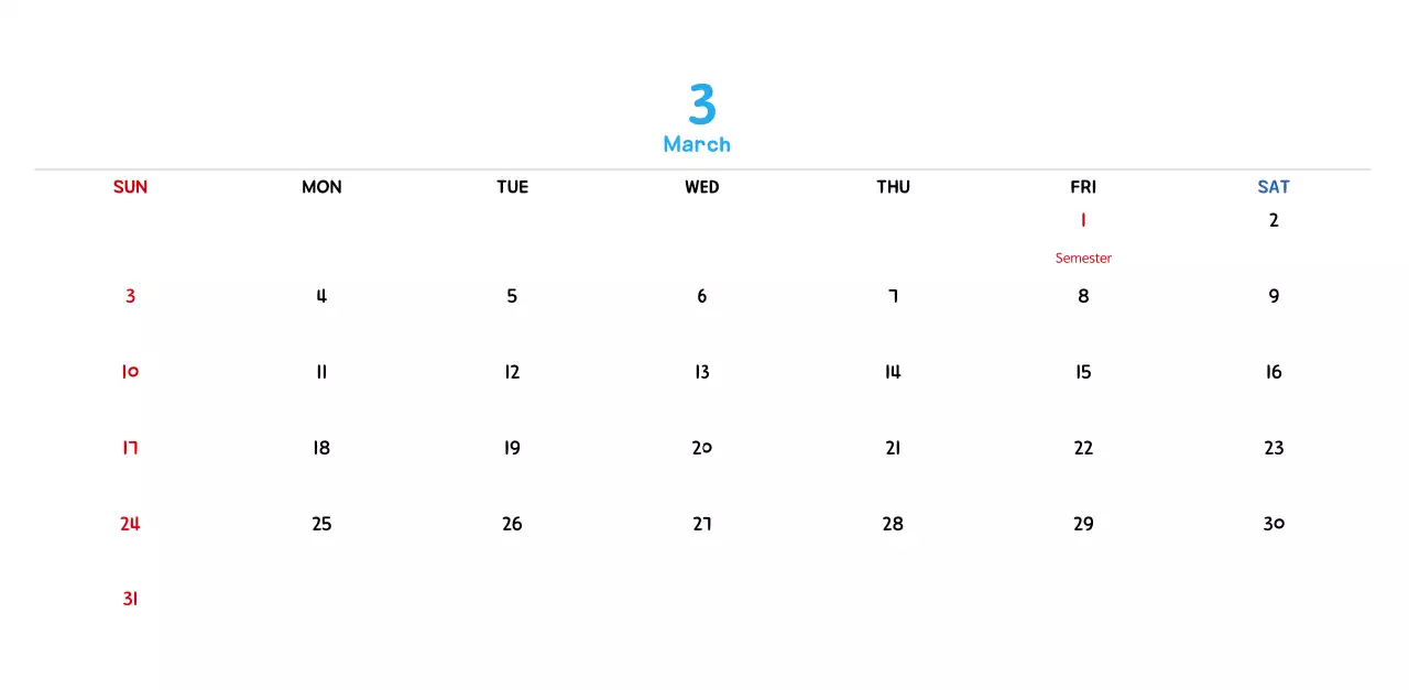 New Year's calendar with cute line illustrations