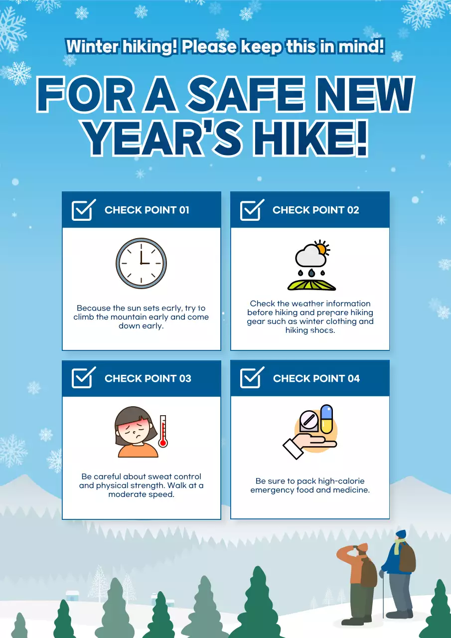 Blue Minimal Hiking Guide Poster