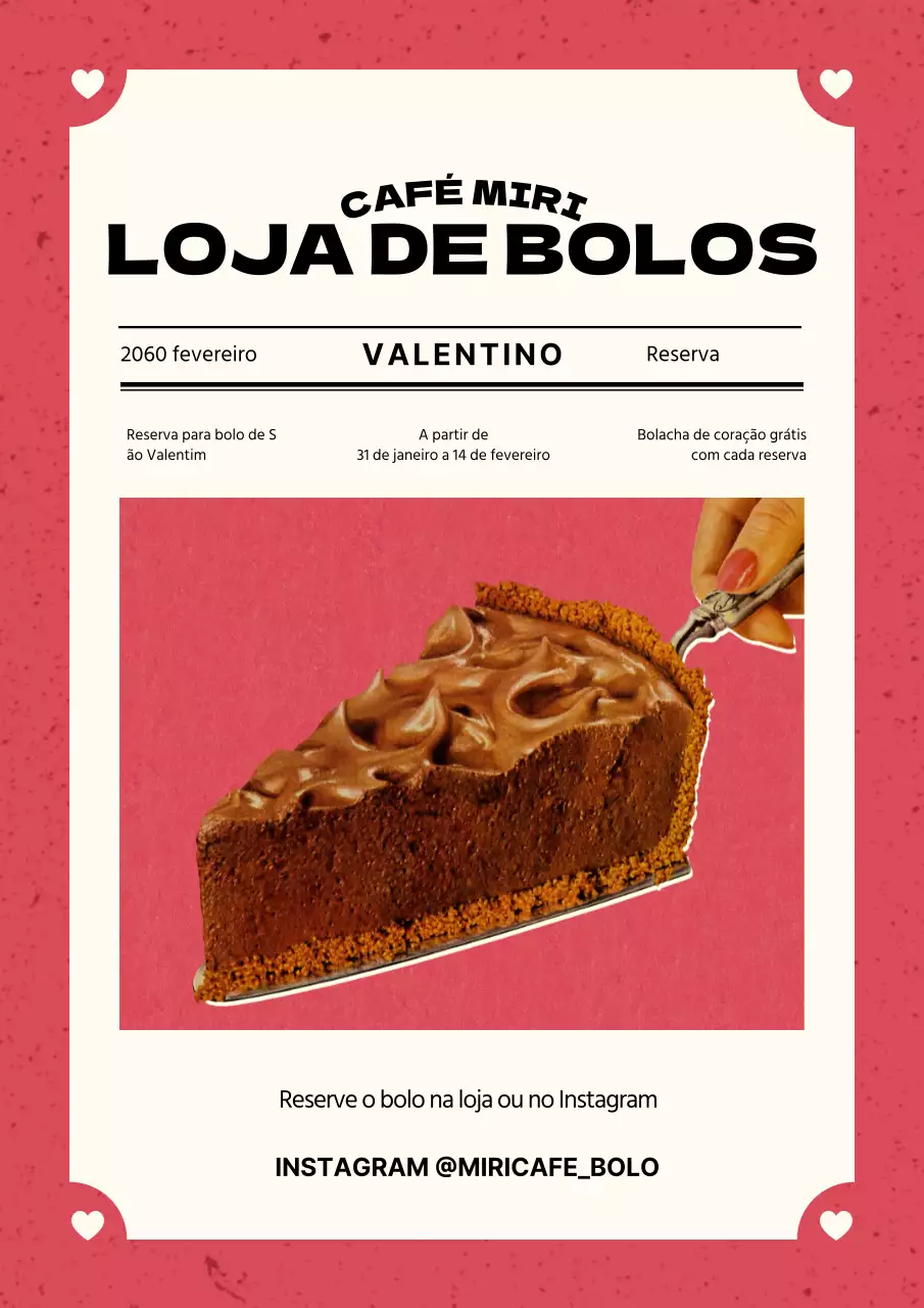 Uma promoção cor-de-rosa, tipo jornal, para uma pastelaria