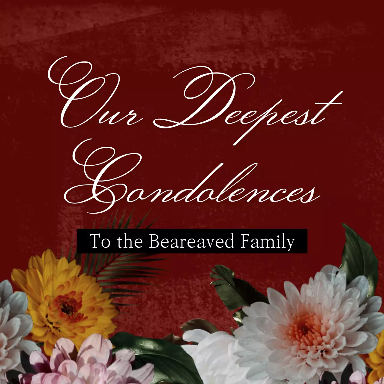 Red Elegant Condolence Card Social Media Post