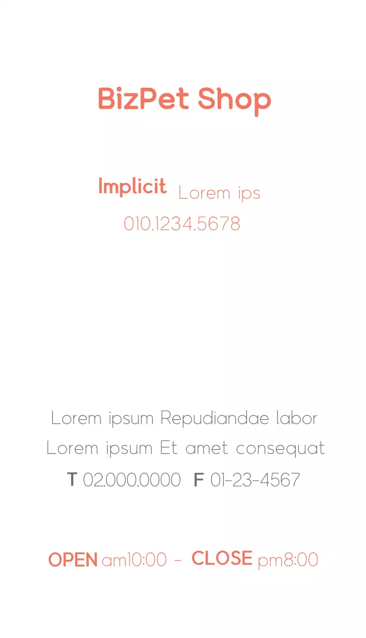 Danh thiếp quảng cáo thú cưng đơn giản Coral