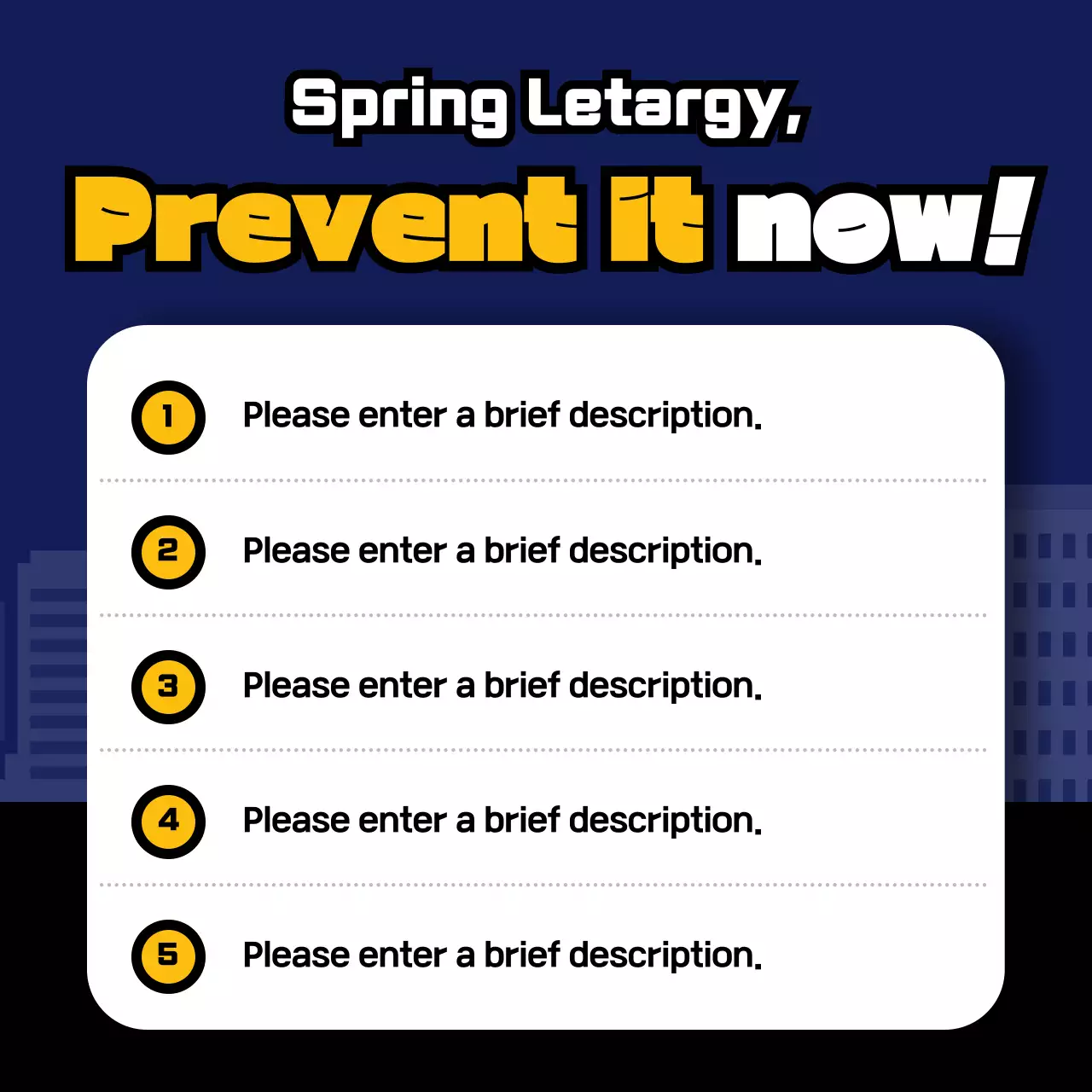 Drowsy driving warning notice with blue and yellow theme