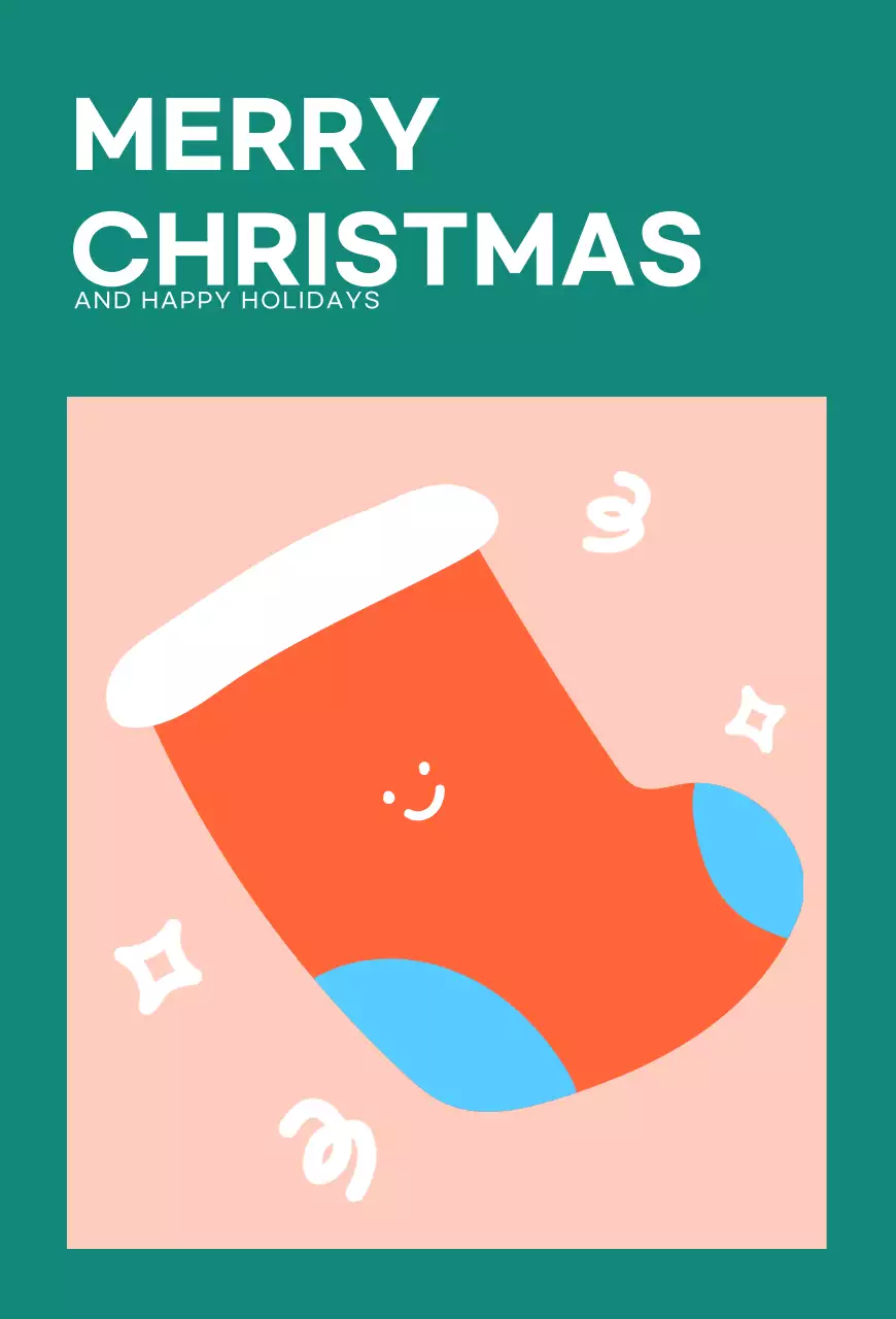 Turquoise Cute Christmas Socks Christmas Postcard Postcards