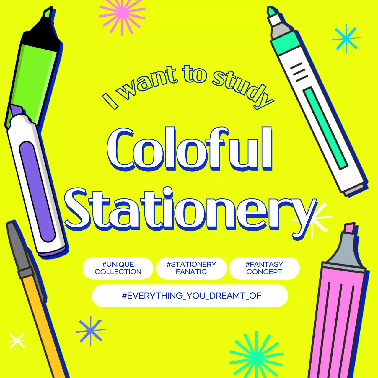Yellow Trendy Stationery Promotion Social Media Post