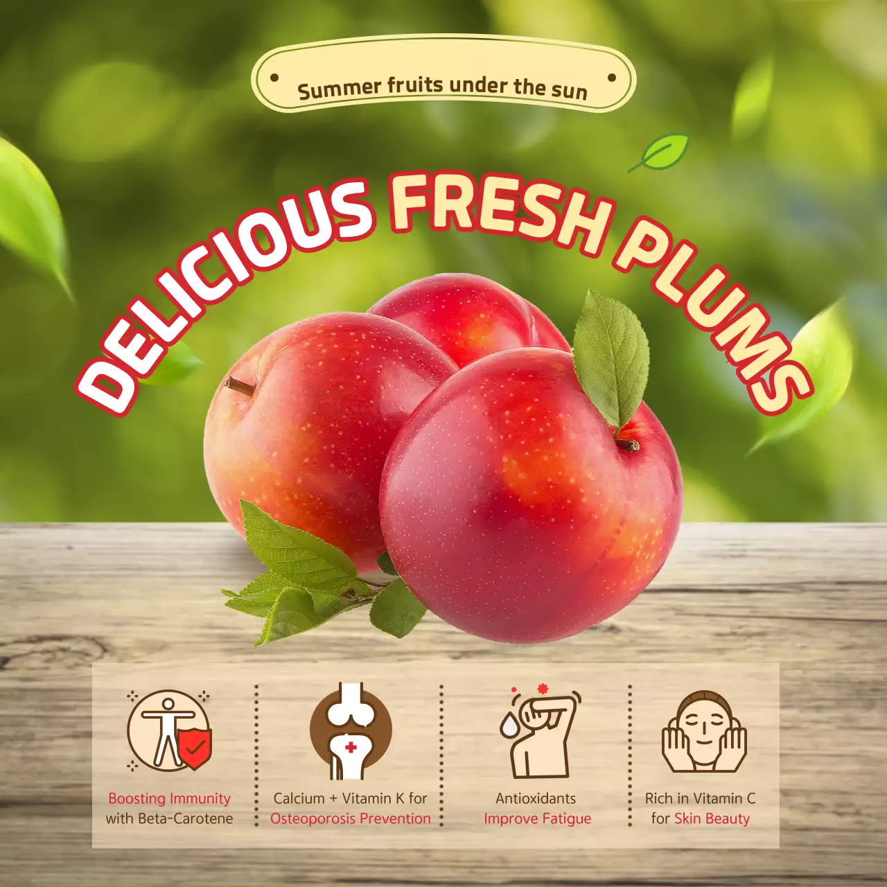 Red Modern Fruits Promotion Social Media Post