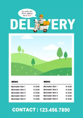 Teal Simple Food Promotion Poster