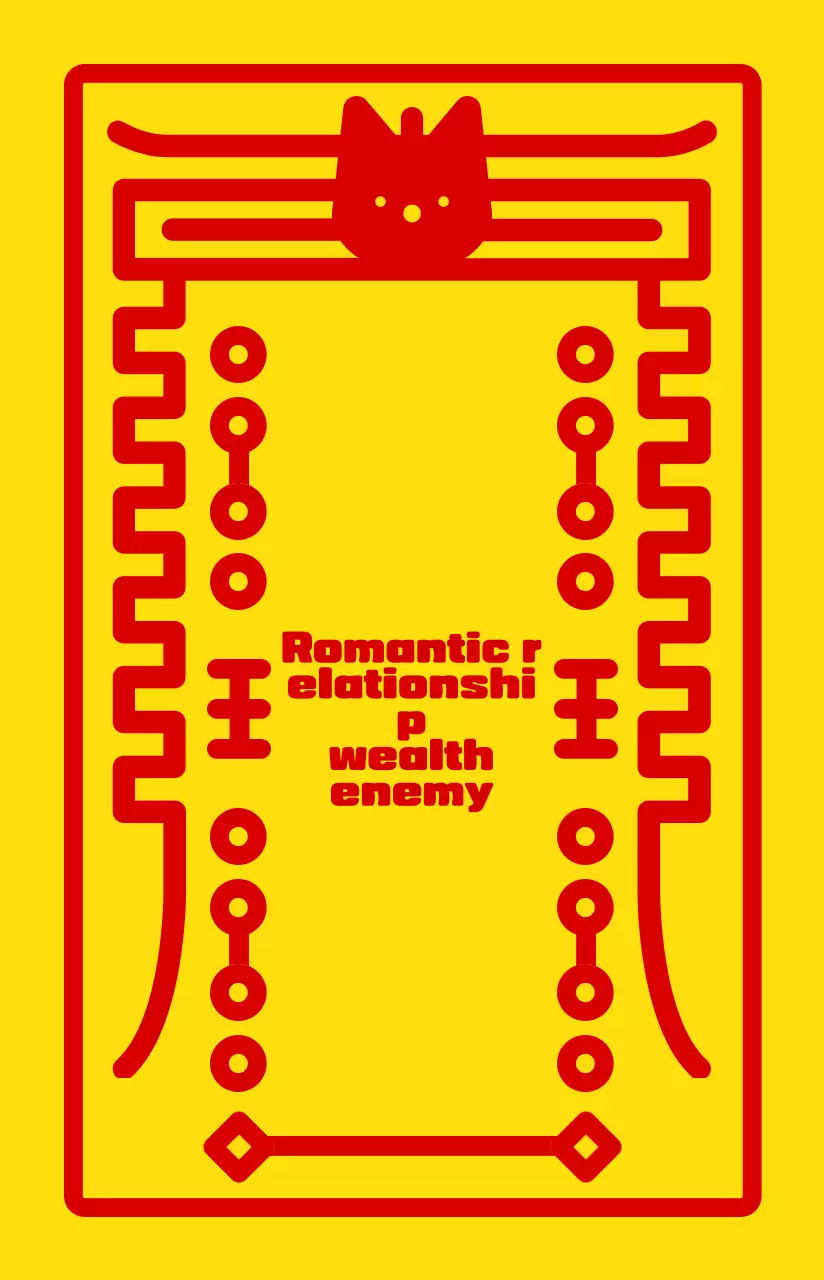 Cute round amulet frame concept in yellow and red for personalized gifts