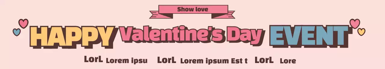 Banner de anúncio de evento de dia dos namorados retrô rosa