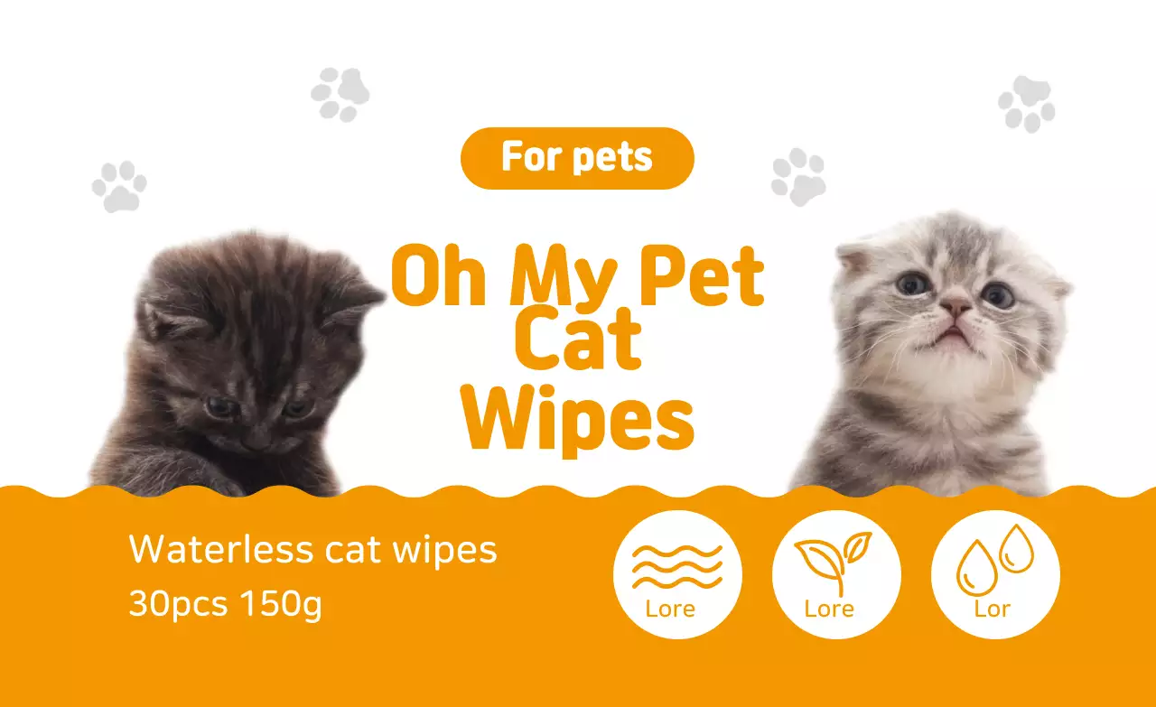 Orange Cute Cat Tissue Labels