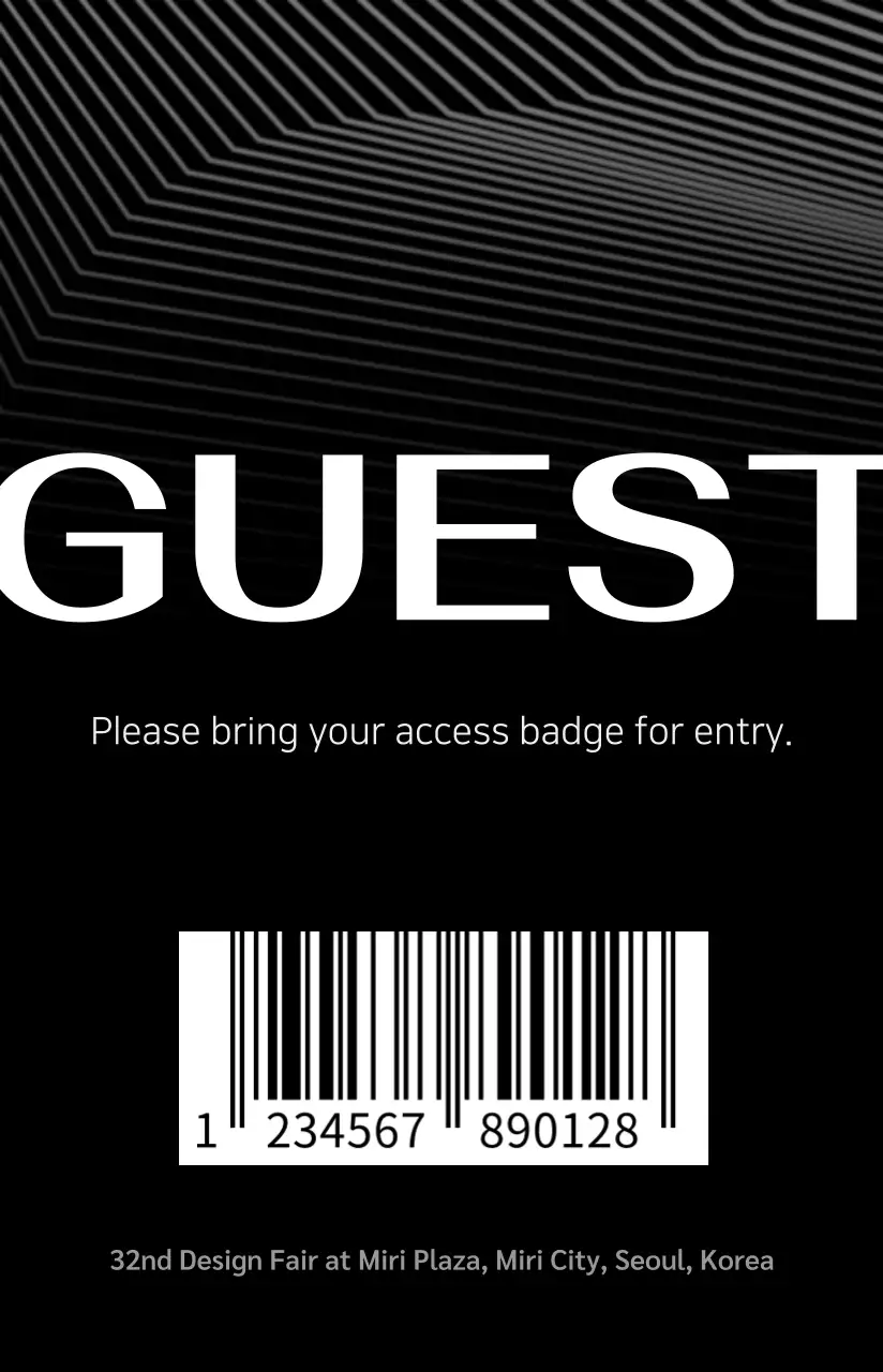 Event attendee with a design concept of lines and shapes