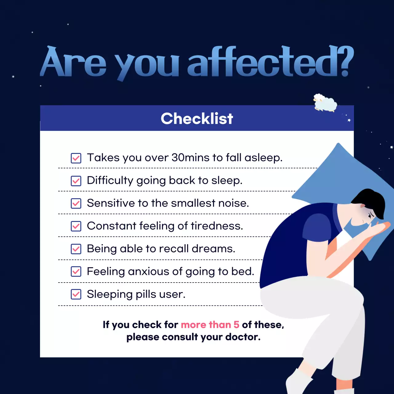 Blue Minimal Sleep Guide Instagram Carousel