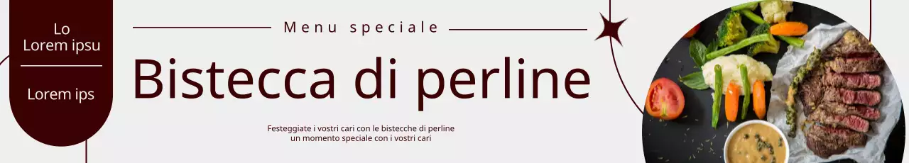 Banner stilizzato con la foto di una bistecca in una cornice semicircolare