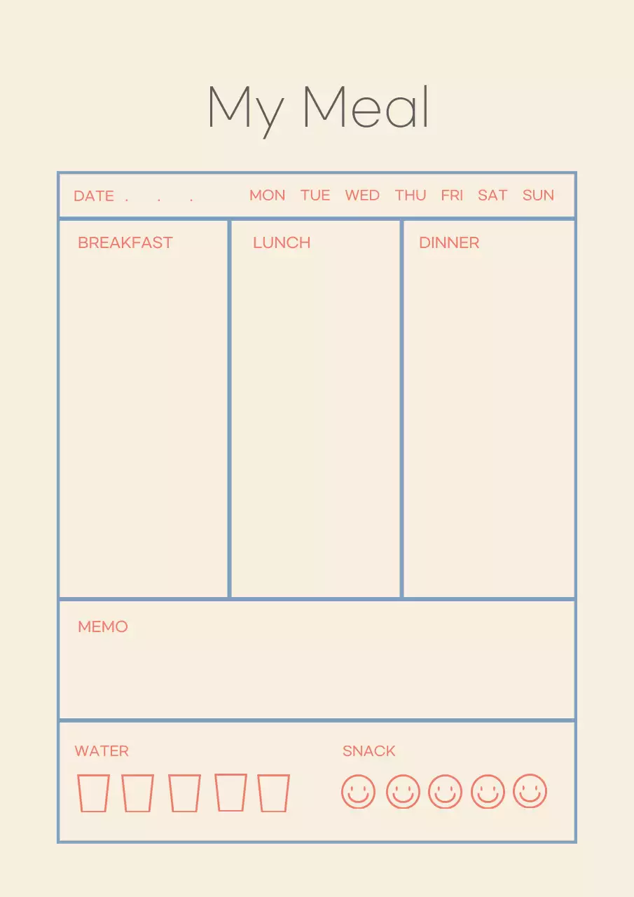 Beige Minimal Meal Planner Poster