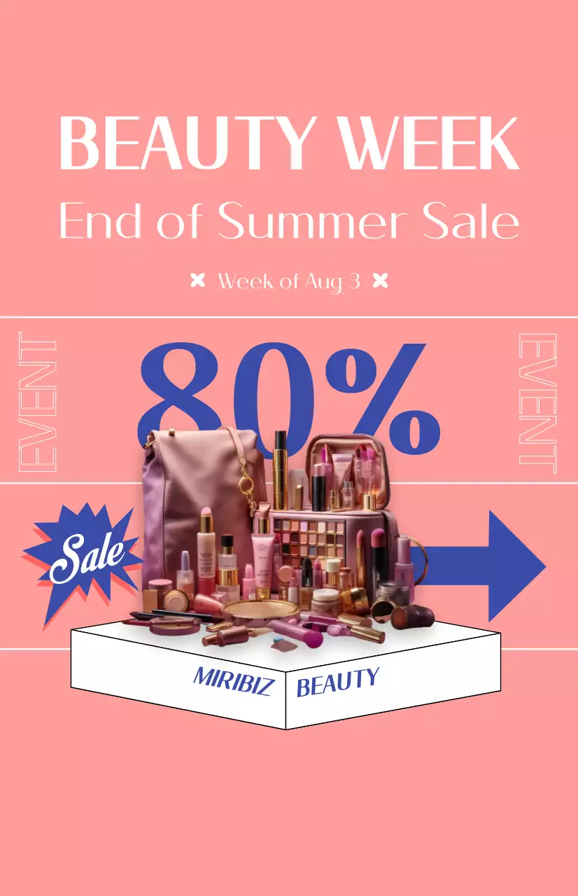 Cosmetics discount promotion flag with pink background