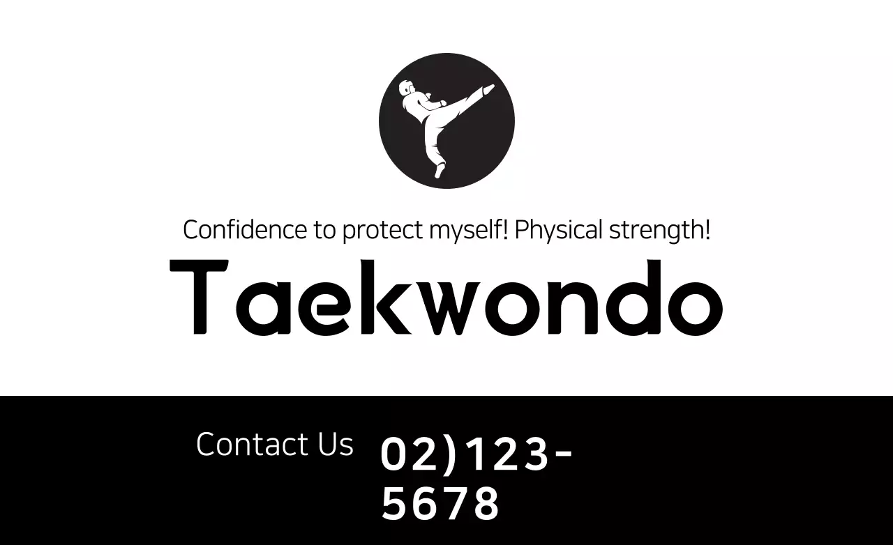 Banner promocional de taekwondo minimalista preto