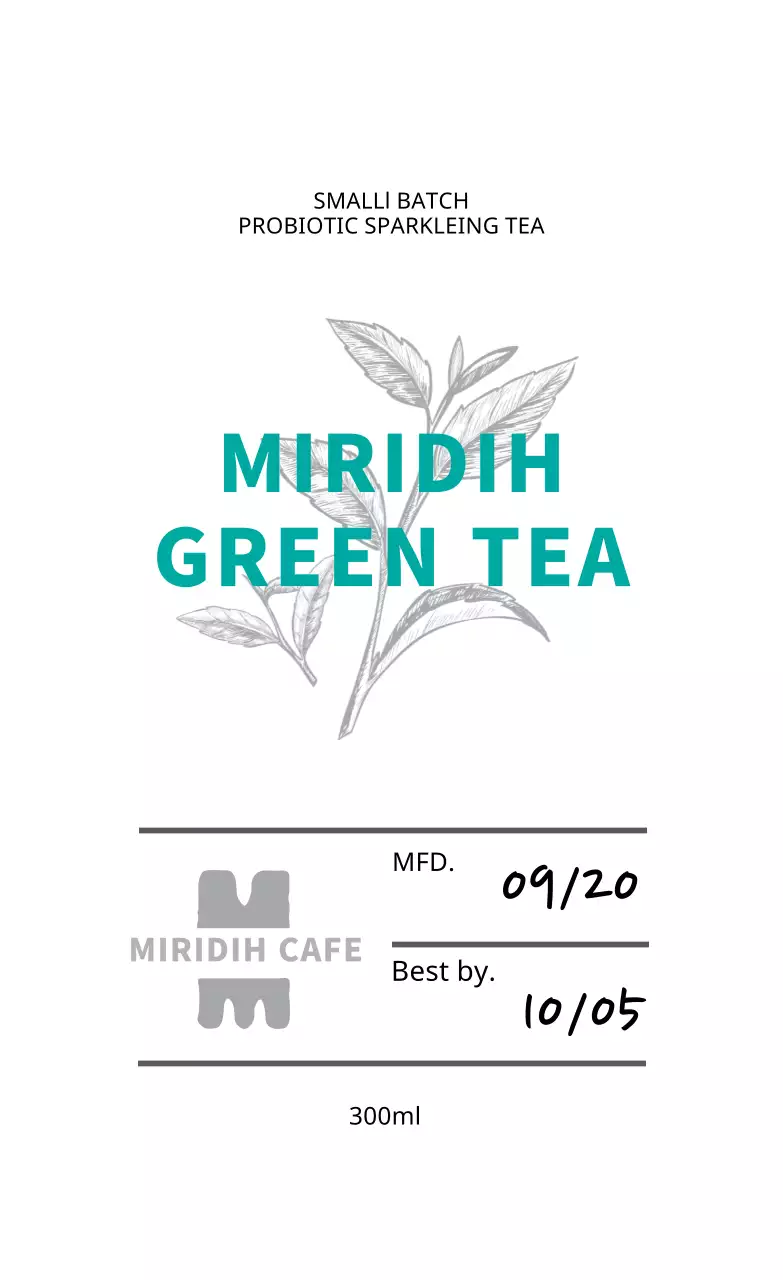 Màu xanh minh họa trà cafe gọn gàng nhãn trà xanh 