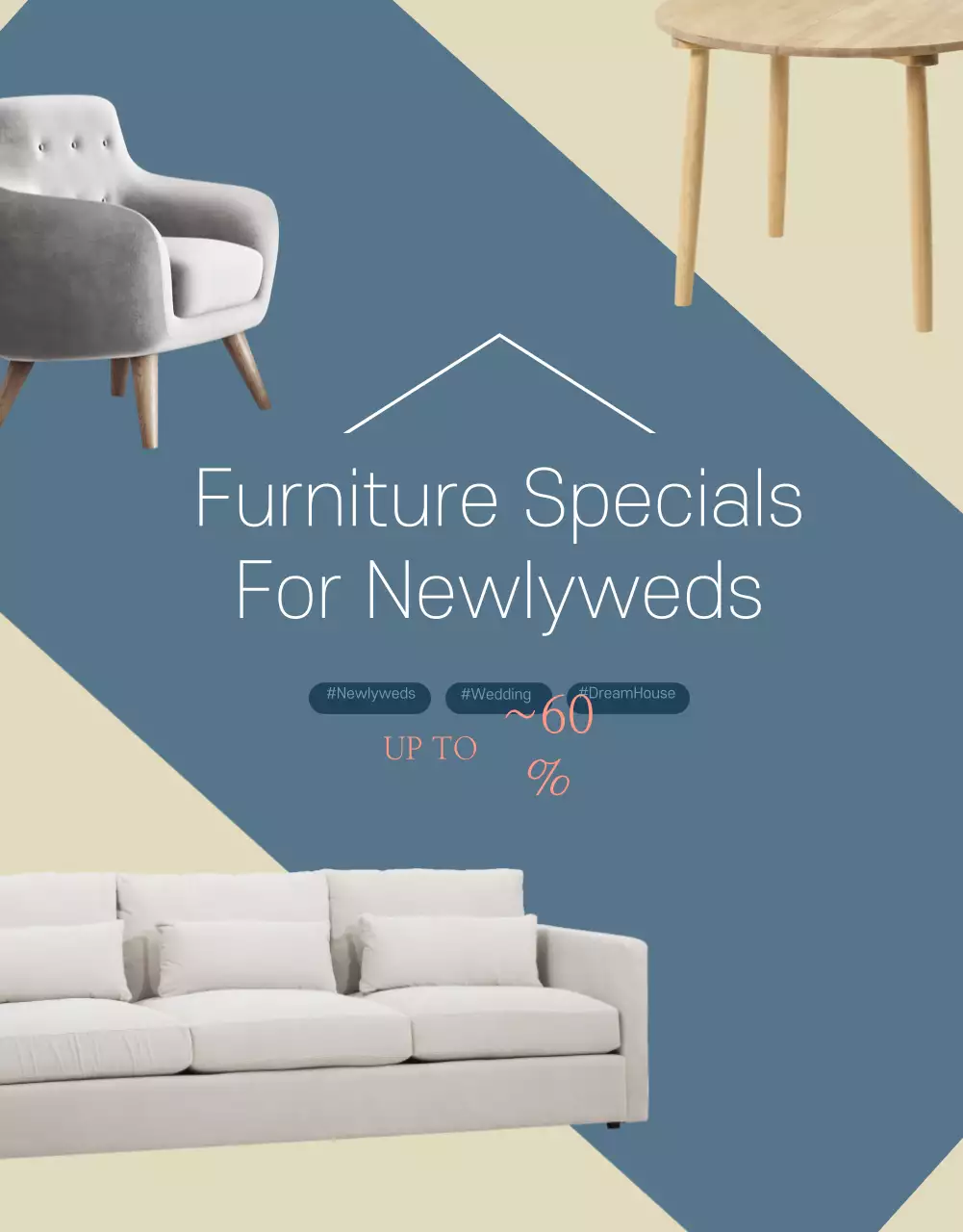 Poster quảng cáo đồ nội thất hiện đại màu be