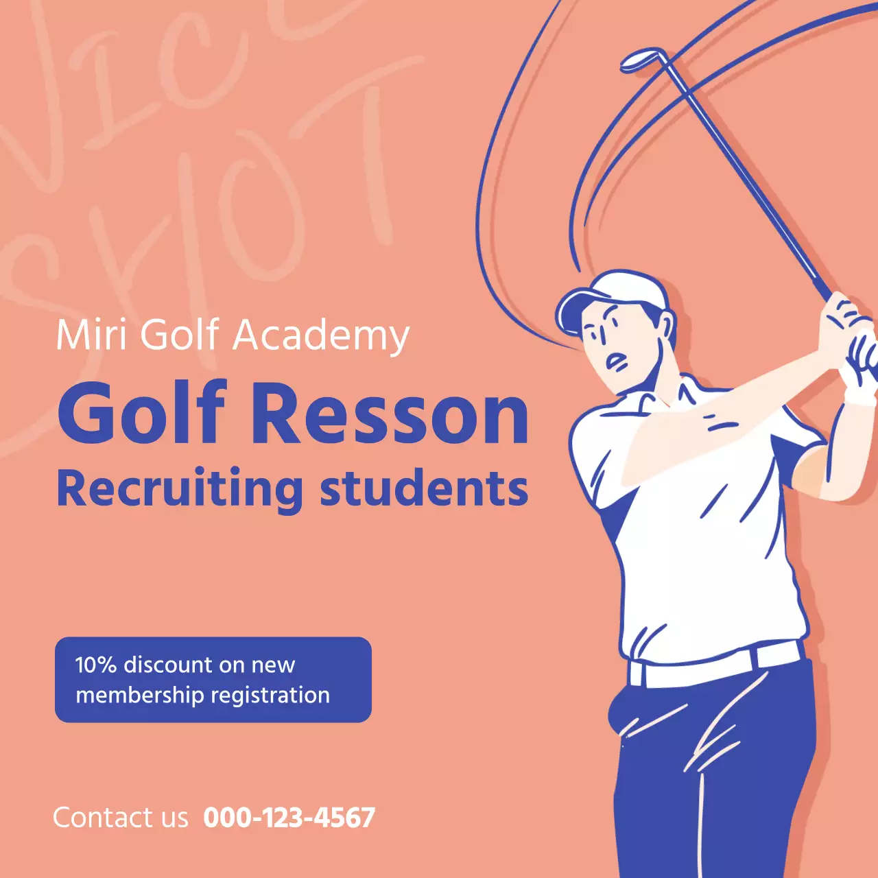 Coral Modern Golf Advertisement Social Media Post